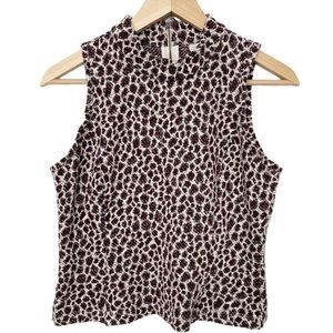 Anthropologie Akemi + Kin Leopard Animal Print Sleeveless Mock Neck Top S